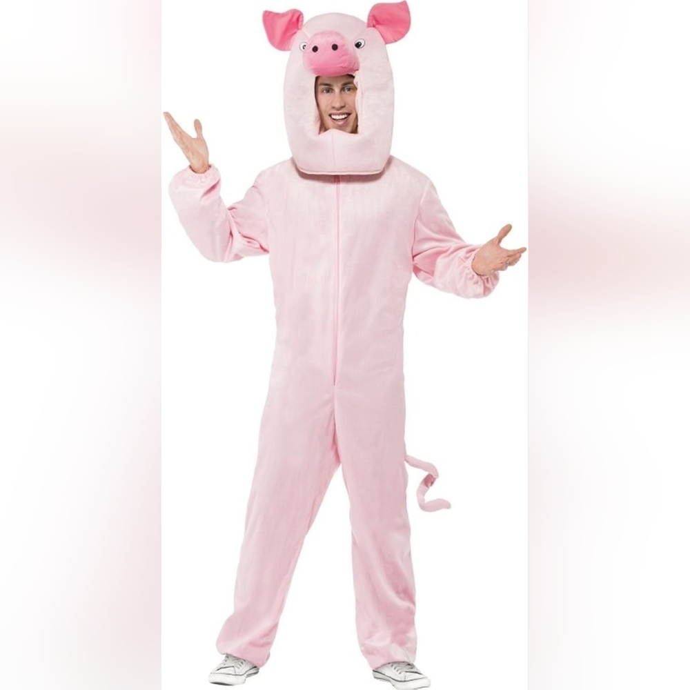 "Smiffys" Adult Unisex Pig  Halloween Costume, Pink (ONE SIZE FITS MOST)